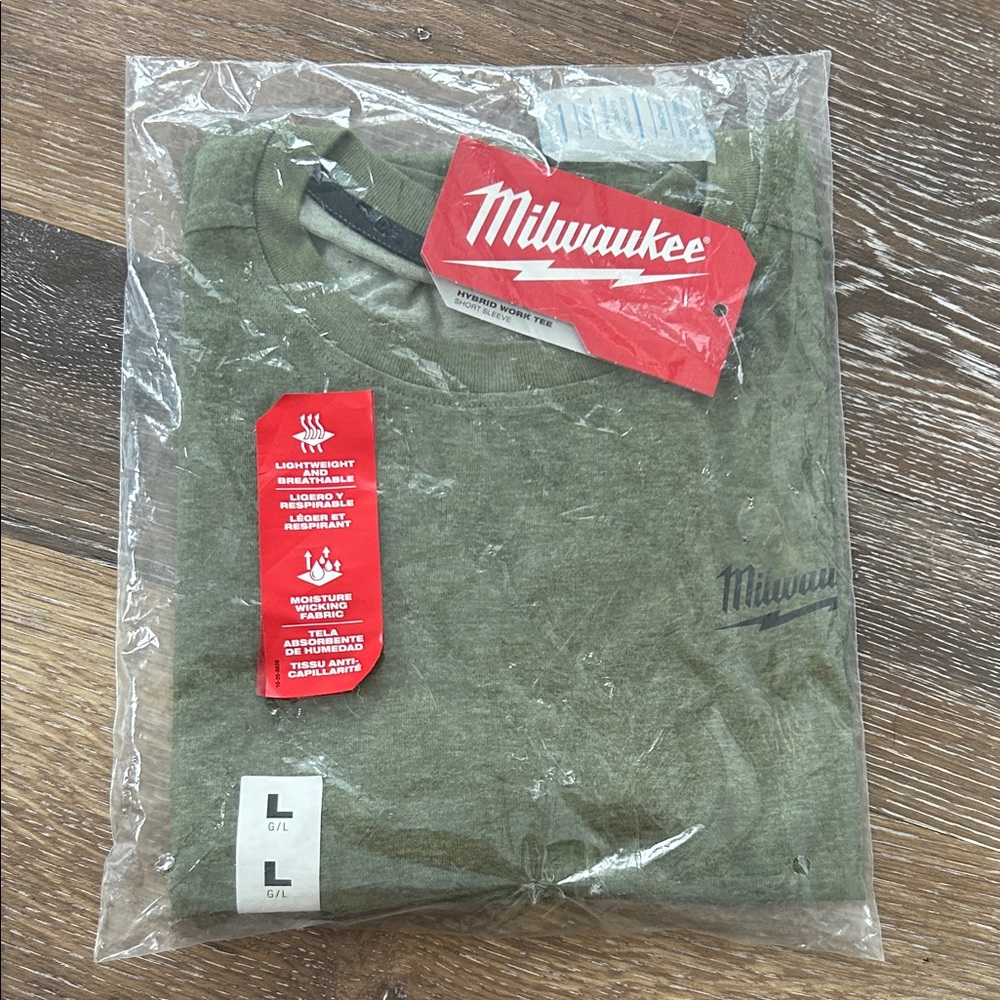 Men's NEW Milwaukee Hybrid Olive Green Work T-Shirt - L